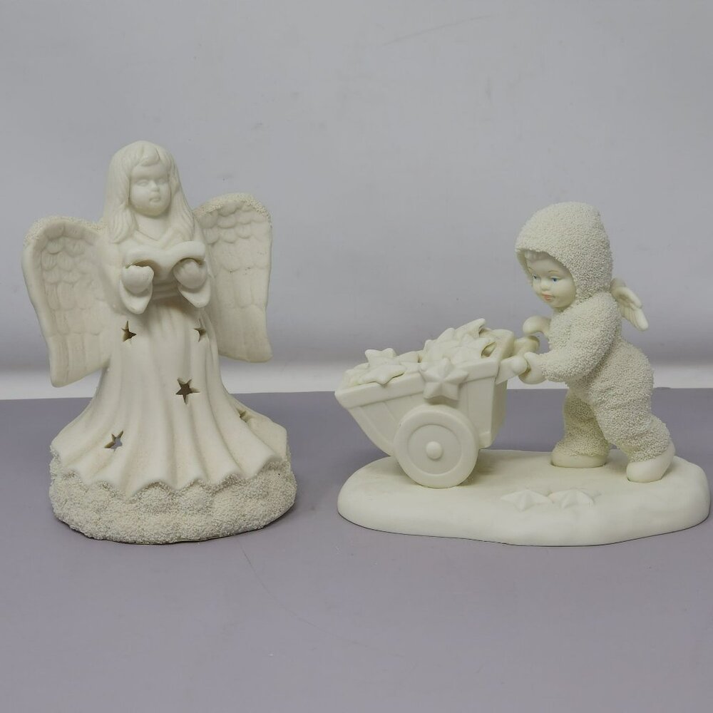 Angel & Child Figurine Jade Angel Candle Holder Dept 56 Child With Wheelbarrow